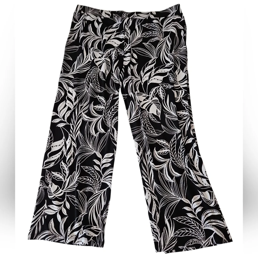 SUSAN GRAVER WIDE LEG PANTS SZ LP BLACK WHITE - Picture 3 of 7